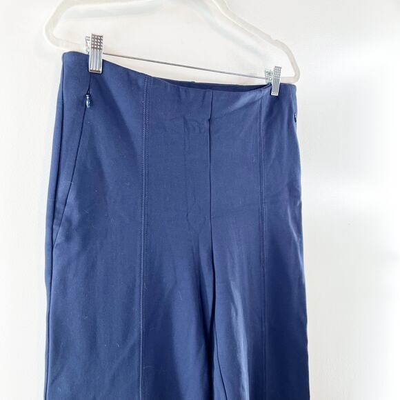LOFT Ponte High Rise Wide Leg Trouser Pants Navy Blue Large - Picture 12 of 12